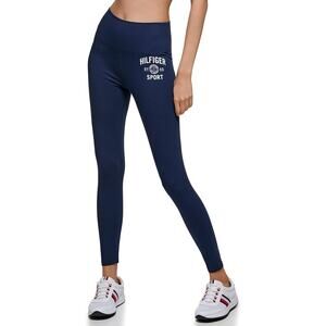 TOMMY HILFIGER SPORT Full Length Athletic Leggings XS Navy Blue High Rise NWT